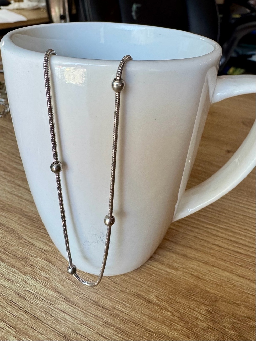Vintage Signed Premier Designs Station Snake Chain Necklace Minimalist Silver